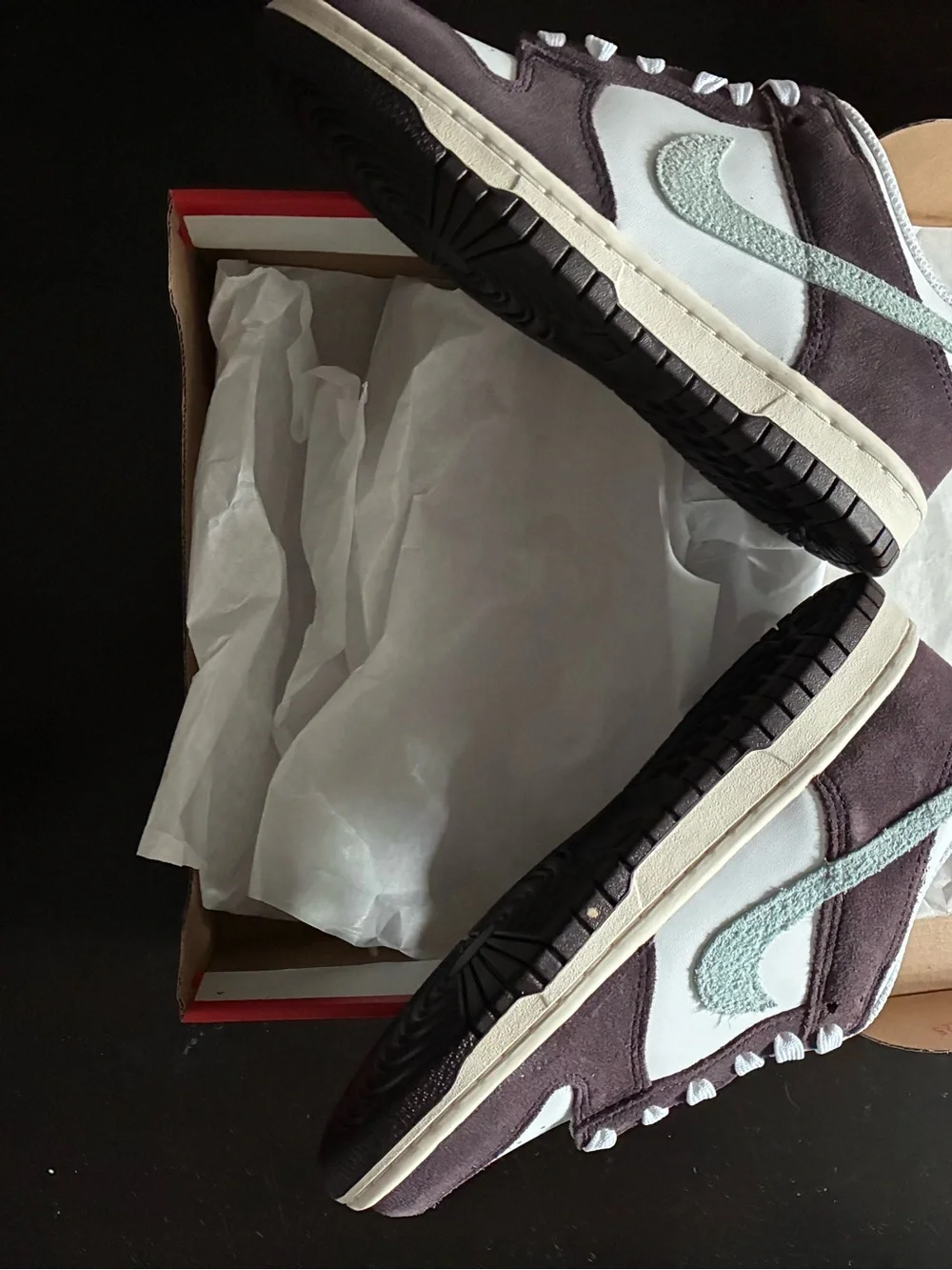 Nike Dunk Low White, Purple & Mint Green Textured Swoosh